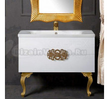 Тумба с раковиной Armadi Art NeoArt 100 white с ручками Ajur золото, с ножками