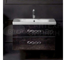 Тумба с раковиной Armadi Art NeoArt 80 black wood с ручками Wave хром