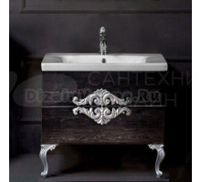 Тумба с раковиной Armadi Art NeoArt 80 black wood с ручками серебро, с ножками