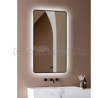 Зеркало Abber See AG6114SWHB 60х100 см, с подсветкой, с часами, черное