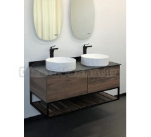 Тумба с раковиной Comforty Порто 120-2 подвесная, темнно-коричневый дуб, с раковиной Comforty 9110