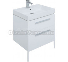 Тумба с раковиной Aquanet Nova 60 2 ящика, белый глянец, ручки матовый хром