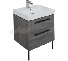 Тумба с раковиной Aquanet Nova 60 2 ящика, дуб рошелье, ручки черные