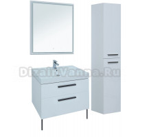 Мебель для ванной комнаты Aquanet Nova 75 белый глянец, ручки черные