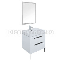 Мебель для ванной комнаты Aquanet Nova 60 2 ящика, белый глянец, ручки черные