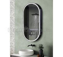 Зеркало-шкаф Abber Kontur AG6339SWHB 50х100 см, с подсветкой, с подогревом, с часами, черное