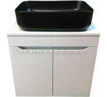 Тумба с раковиной SINTESI STL.W7019 матовая белая, раковина SIN-LVB-APP-409BM матовая черная