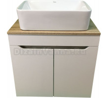 Тумба с раковиной SINTESI STL.W7024 белая, дуб сонома, раковина SIN-LVB-APP-401 глянцевая белая