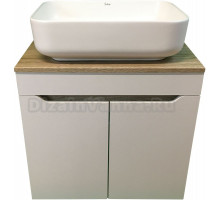 Тумба с раковиной SINTESI STL.W7024 белая, дуб сонома, раковина SIN-LVB-APP-409WM матовая белая