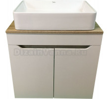 Тумба с раковиной SINTESI STL.W7024 белая, дуб сонома, раковина SIN-LVB-APP-407 глянцевая белая