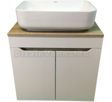 Тумба с раковиной SINTESI STL.W7024 белая, дуб сонома, раковина SIN-LVB-APP-409 глянцевая белая