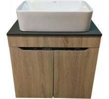 Тумба с раковиной SINTESI STL.W7023 дуб сонома, темно-серая, раковина SIN-LVB-APP-401 глянцевая белая