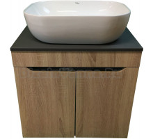 Тумба с раковиной SINTESI STL.W7023 дуб сонома, темно-серая, раковина SIN-LVB-APP-403 глянцевая белая