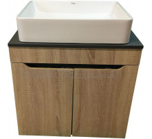 Тумба с раковиной SINTESI STL.W7023 дуб сонома, темно-серая, раковина SIN-LVB-APP-407 глянцевая белая