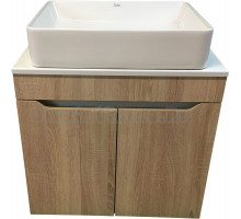 Тумба с раковиной SINTESI STL.W7021 дуб сонома, белая, раковина SIN-LVB-APP-407 глянцевая белая