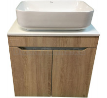 Тумба с раковиной SINTESI STL.W7021 дуб сонома, белая, раковина SIN-LVB-APP-409 глянцевая белая