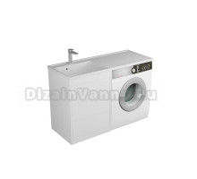 Тумба с раковиной Veneciana Nera 120 L под стиральную машину, напольная, матовая белая, раковина Magenta 120 L