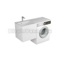 Тумба с раковиной Veneciana Nera 120 L под стиральную машину, подвесная, матовая белая, раковина Magenta 120 L