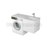 Тумба с раковиной Veneciana Nera 120 R под стиральную машину, подвесная, матовая белая, раковина Magenta 120 R