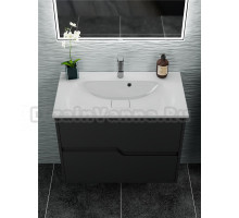 Тумба с раковиной Veneciana Veneto 100 подвесная, матовая черная