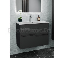 Тумба с раковиной Veneciana Veneto 80 подвесная, матовая черная