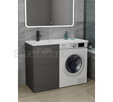 Тумба с раковиной Veneciana Torre 110 L под стиральную машину, напольная, графит, раковина Magenta 110 L