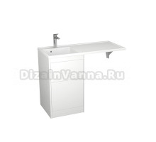 Тумба с раковиной Veneciana Torre 110 L под стиральную машину, напольная, матовая белая, раковина Magenta 110 L