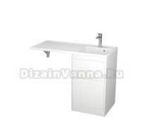 Тумба с раковиной Veneciana Torre 110 R под стиральную машину, напольная, матовая белая, раковина Magenta 110 R