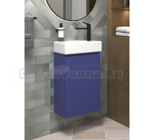Тумба с раковиной Wellsee WC Area 40 R подвесная, матовая синяя, раковина 40x22x10 R глянцевая белая