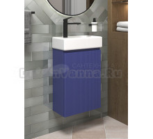 Тумба с раковиной Wellsee WC Area 40 R подвесная, матовая синяя, раковина 40x22x10 L глянцевая белая