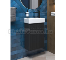 Тумба с раковиной Wellsee WC Area 40 R подвесная, матовая темно-серая, раковина 40x22x10 R глянцевая белая