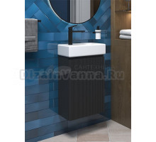 Тумба с раковиной Wellsee WC Area 40 R подвесная, матовая темно-серая, раковина 40x22x10 L глянцевая белая