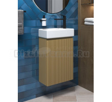 Тумба с раковиной Wellsee WC Area 40 R подвесная, матовая бежевая, раковина 40x22x10 R глянцевая белая
