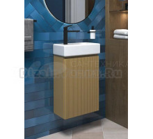 Тумба с раковиной Wellsee WC Area 40 R подвесная, матовая бежевая, раковина 40x22x10 L глянцевая белая