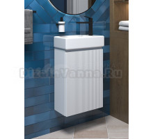 Тумба с раковиной Wellsee WC Area 40 R подвесная, матовая белая, раковина 40x22x10 R глянцевая белая