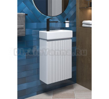 Тумба с раковиной Wellsee WC Area 40 R подвесная, матовая белая, раковина 40x22x10 L глянцевая белая