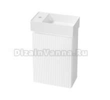 Тумба с раковиной Wellsee WC Area 40 R подвесная, матовая белая, раковина 41x23x10 L матовая белая