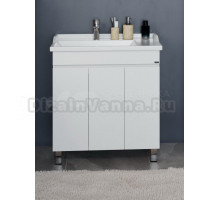 Тумба под раковину без столешницы СаНта Марс 80 напольная, с дверками, глянцевая белая