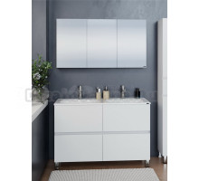 Мебель для ванной комнаты СаНта Марс 120 напольная, с ящиками, глянцевая белая