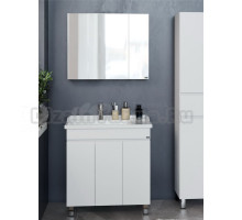 Мебель для ванной комнаты СаНта Марс 80 напольная, с дверками, глянцевая белая