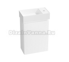 Тумба с раковиной Wellsee WC Area 40 R подвесная, матовая белая, раковина 41x23x10 R глянцевая белая