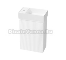 Тумба с раковиной Wellsee WC Area 40 R подвесная, матовая белая, раковина 41x23x10 L глянцевая белая