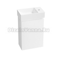 Тумба с раковиной Wellsee WC Area 40 R подвесная, матовая белая, раковина 40x22x12,5 R глянцевая белая