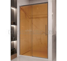 Душевая дверь в нишу Vincea Stella VDS-1ST120GSGM 120 см, профиль вороненая сталь, стекло янтарь