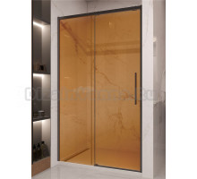 Душевая дверь в нишу Vincea Stella VDS-1ST120GSB 120 см, профиль матовый черный, стекло янтарь