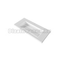 Мебельная раковина Stella Polar Луиза 100 накладная, глянцевая белая, прямоугольная, искусственная мрамор, со скрытым сливом