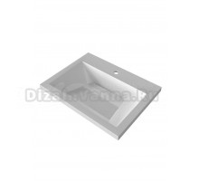 Мебельная раковина Stella Polar Лира 60 накладная, глянцевая белая, прямоугольная, искусственная мрамор, со скрытым сливом