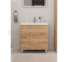 Тумба с раковиной SanStar Модена 80 напольная, дуб крафт золотой