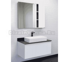 Мебель для ванной комнаты Comforty Милан 90 подвесная, белый глянец, со столешницей Калакатта Блэк с раковиной Comforty 78189