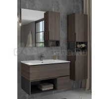 Мебель для ванной комнаты Comforty Франкфурт 90 подвесная, шоколадно-коричневый дуб, с раковиной раковиной Quadro 90